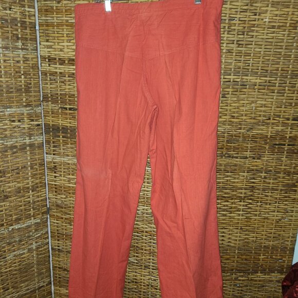 SANTA CRUZ Women's Cotton Pants Wide Leg VTG Large Pockets Sz L Coral Red - Picture 7 of 8